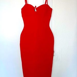 Red bodycon midi dress size small